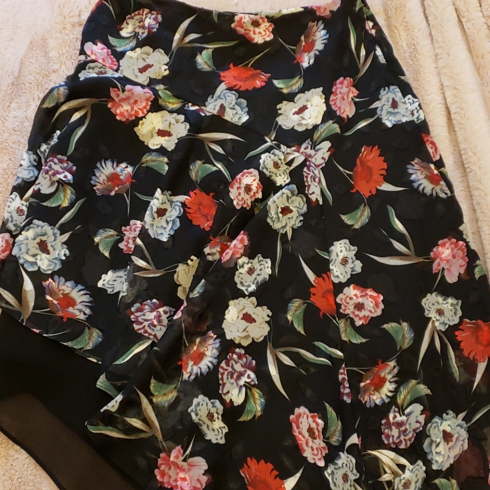 Asymmetrical floral skirt